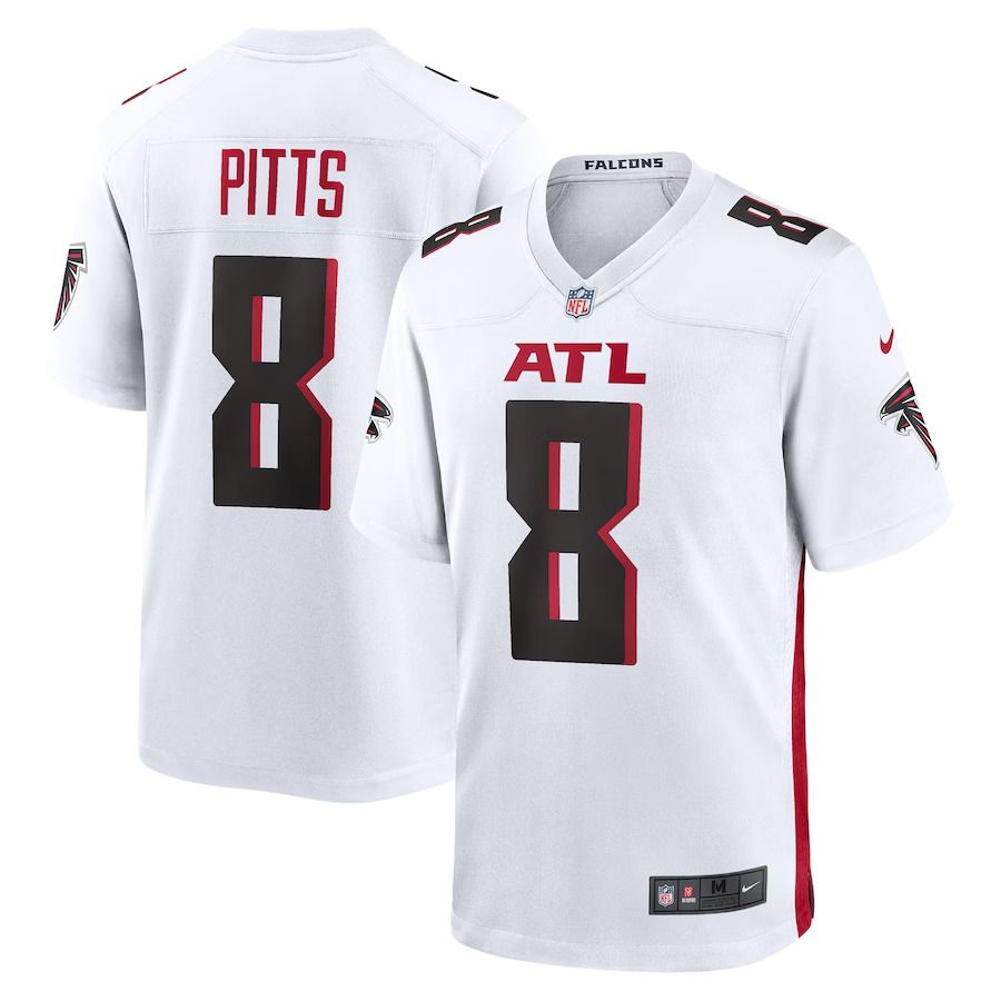 Men Atlanta Falcons 8 Kyle Pitts Nike White Game Player NFL Jersey